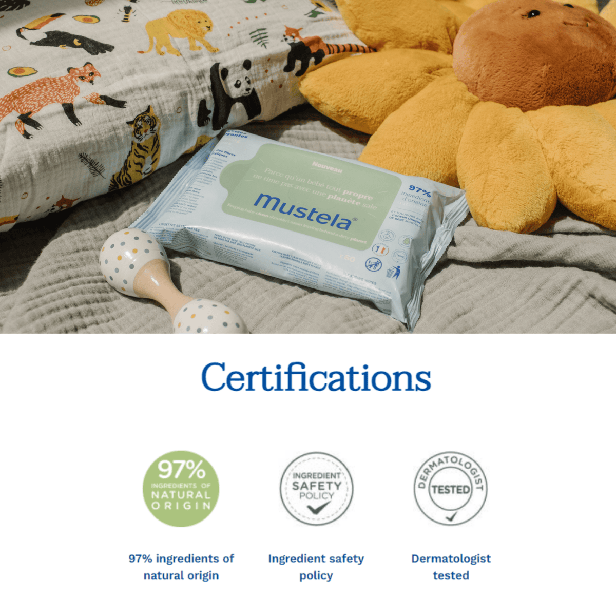 Mustela Home Compostable Fragrance-Free Wipes 60 Count